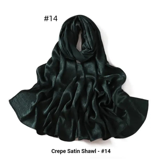 Deep Forest Green Textured Satin Hijab