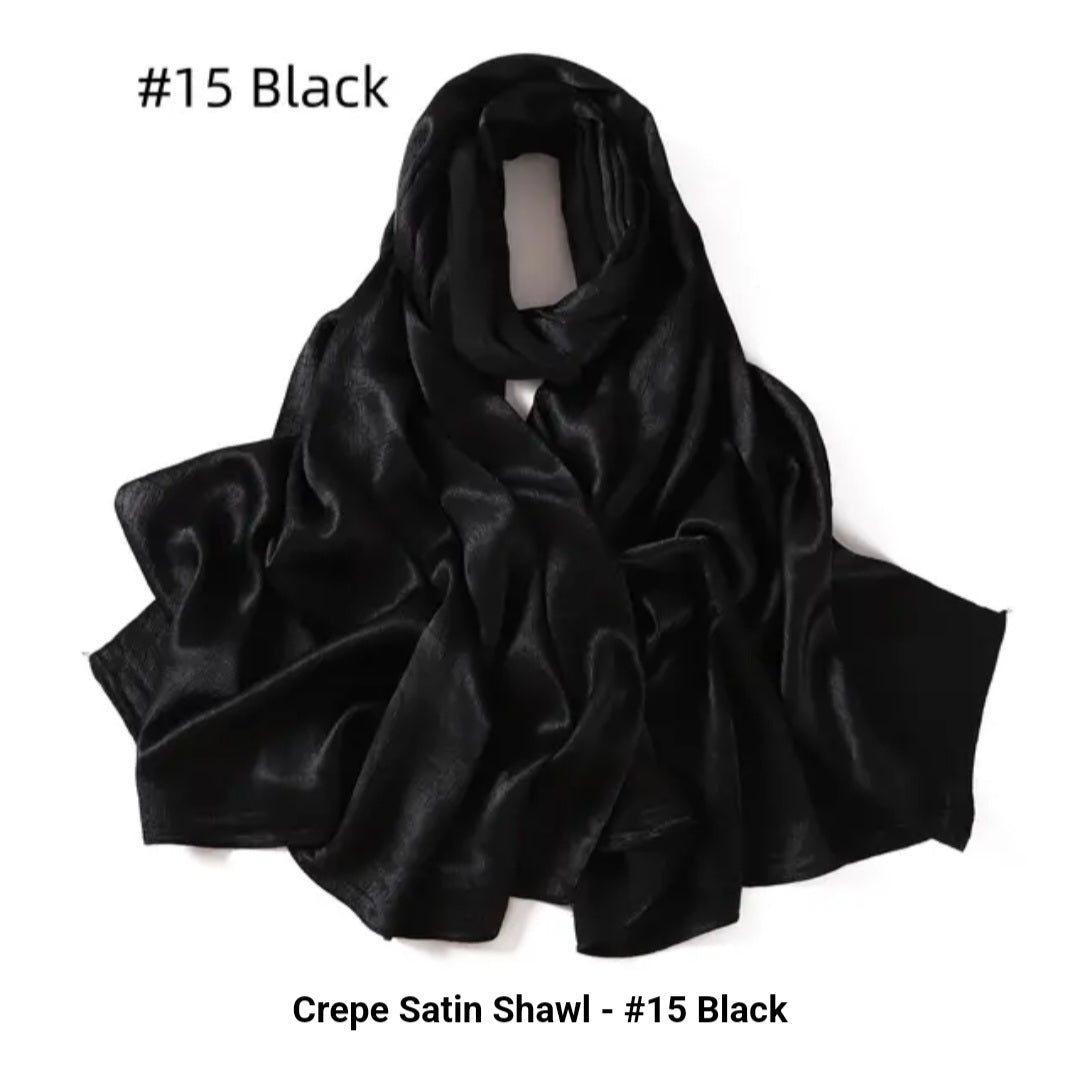 Black Textured Satin Hijab