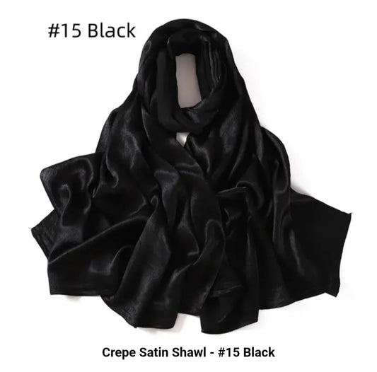 Black Textured Satin Hijab