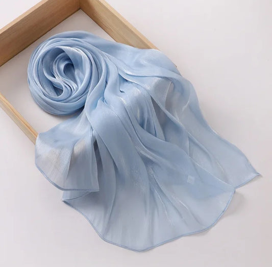 Light Blue Shimmer Chiffon Silk Hijab