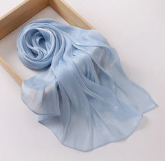 Light Blue Shimmer Chiffon Silk Hijab