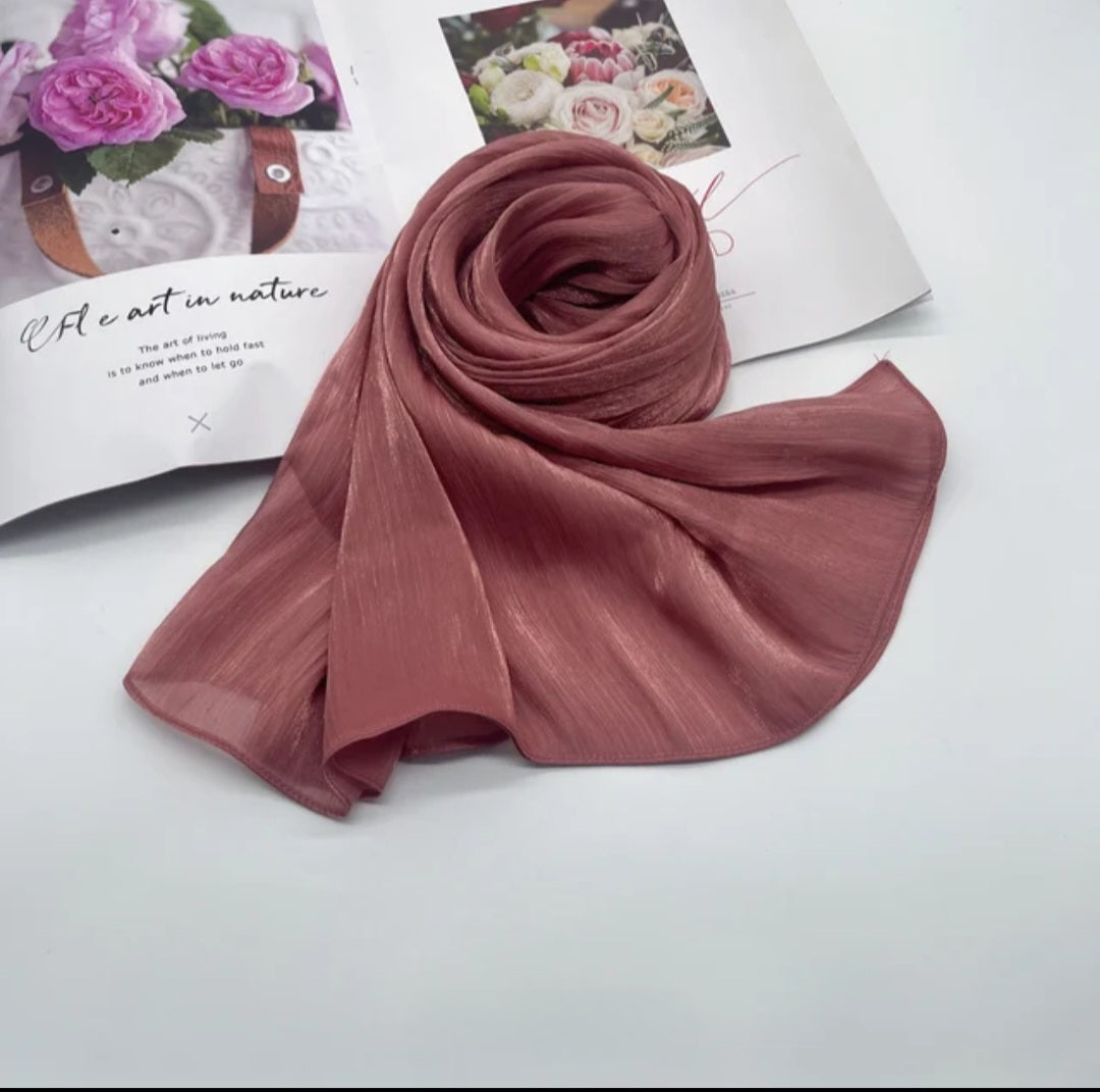 Vintage Rose Shimmer chiffon silk hijabs