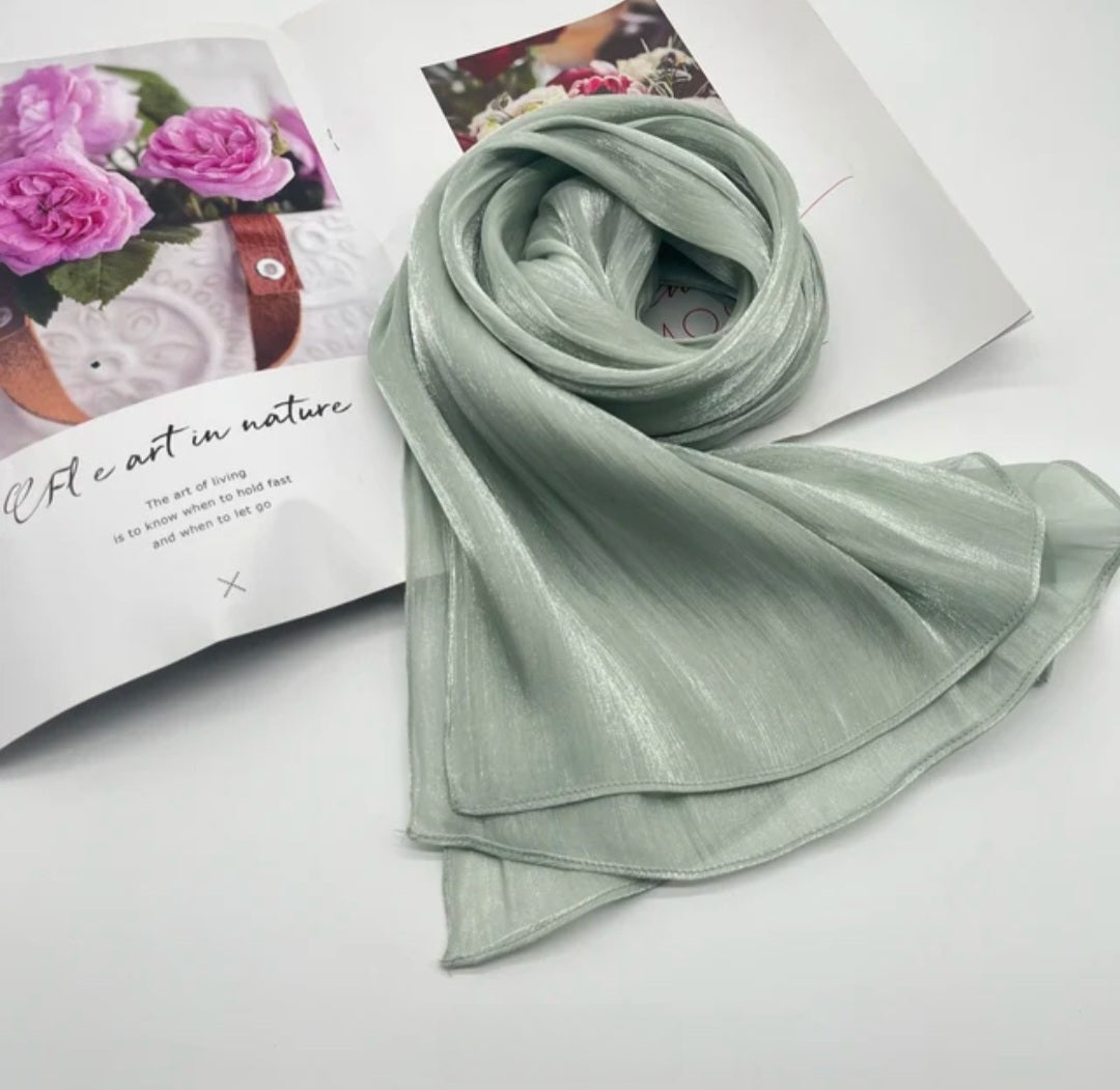 Mint Green Shimmer Chiffon Silk Hijab