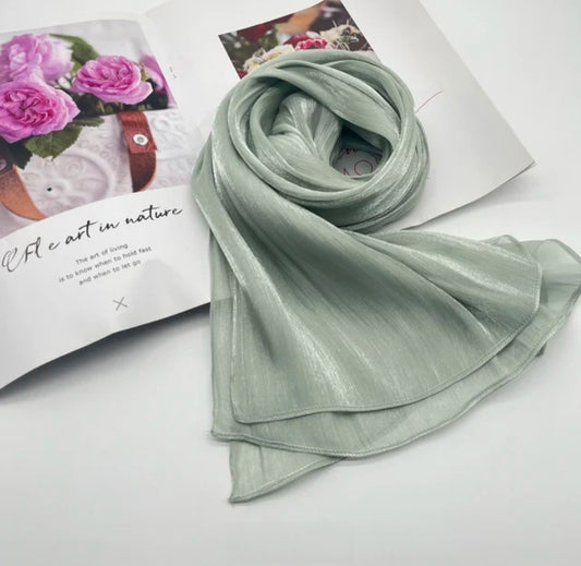 Mint Green Shimmer Chiffon Silk Hijab