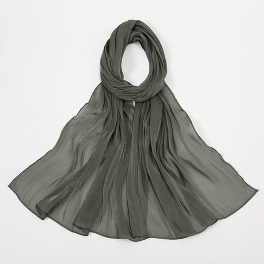 Dead Green Shimmer Chiffon Silk Hijab