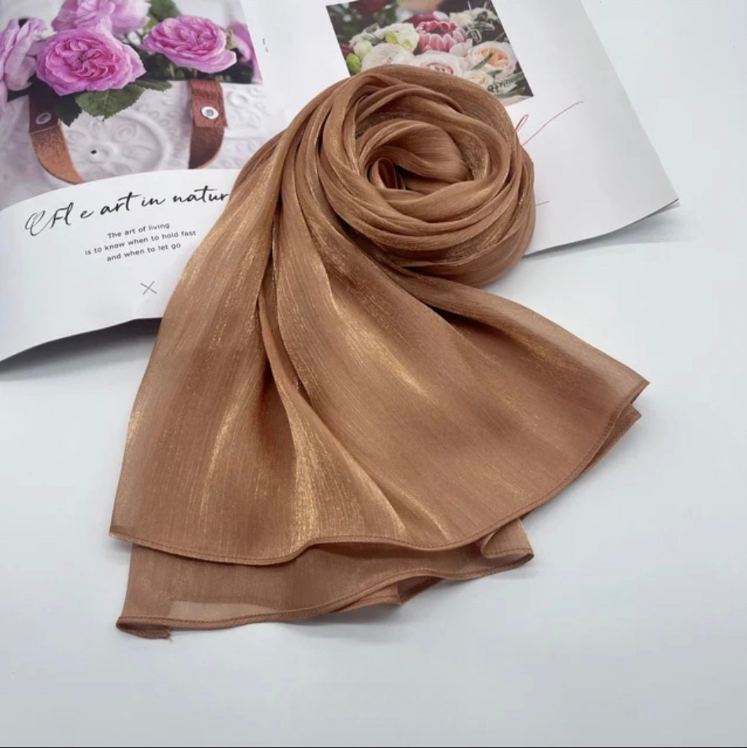 Bronze Shimmer Chiffon Silk Hijab