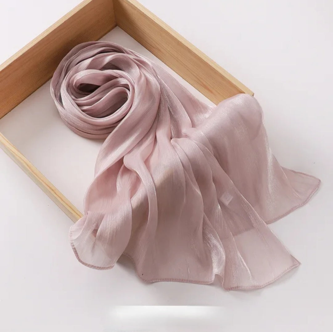 Nude Pink Shimmer Chiffon Silk Hijab