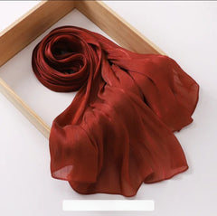 Burnt Orange Shimmer Chiffon Silk Hijab