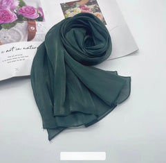 Dark Green Shimmer Chiffon Silk Hijab