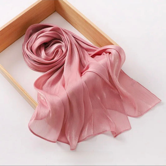 Salmon Pink Shimmer Chiffon Silk Hijab