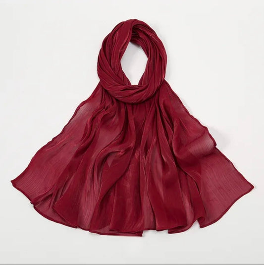 Maroon Shimmer Chiffon Silk Hijab