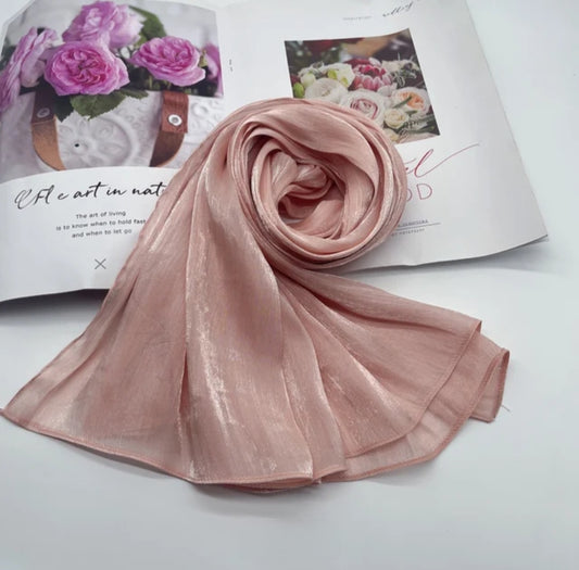 Blush Pink Shimmer Chiffon Silk Hijab