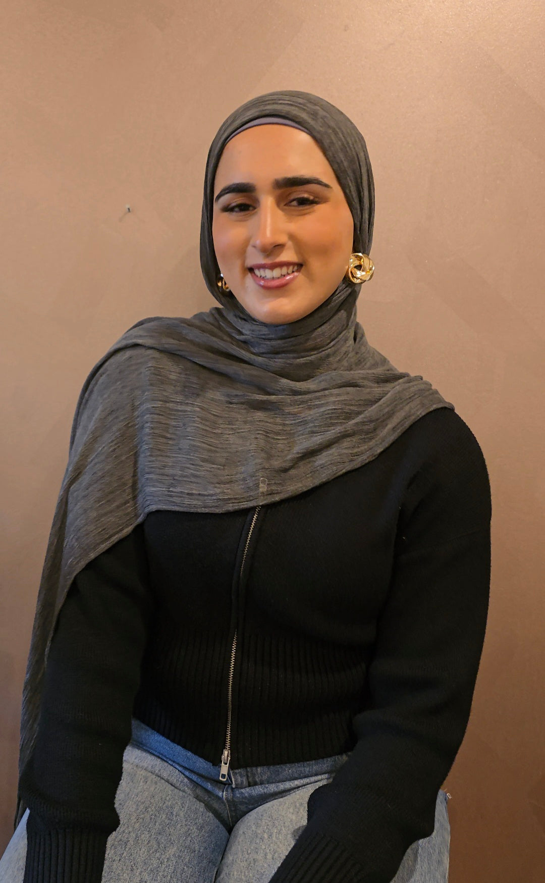 Khaki Dirty Wrinkled Rayon Hijab