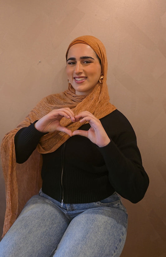 Cinnamon Dirty Wrinkled Rayon Hijab