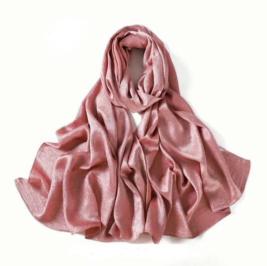 Soft Blush Textured Satin Hijab