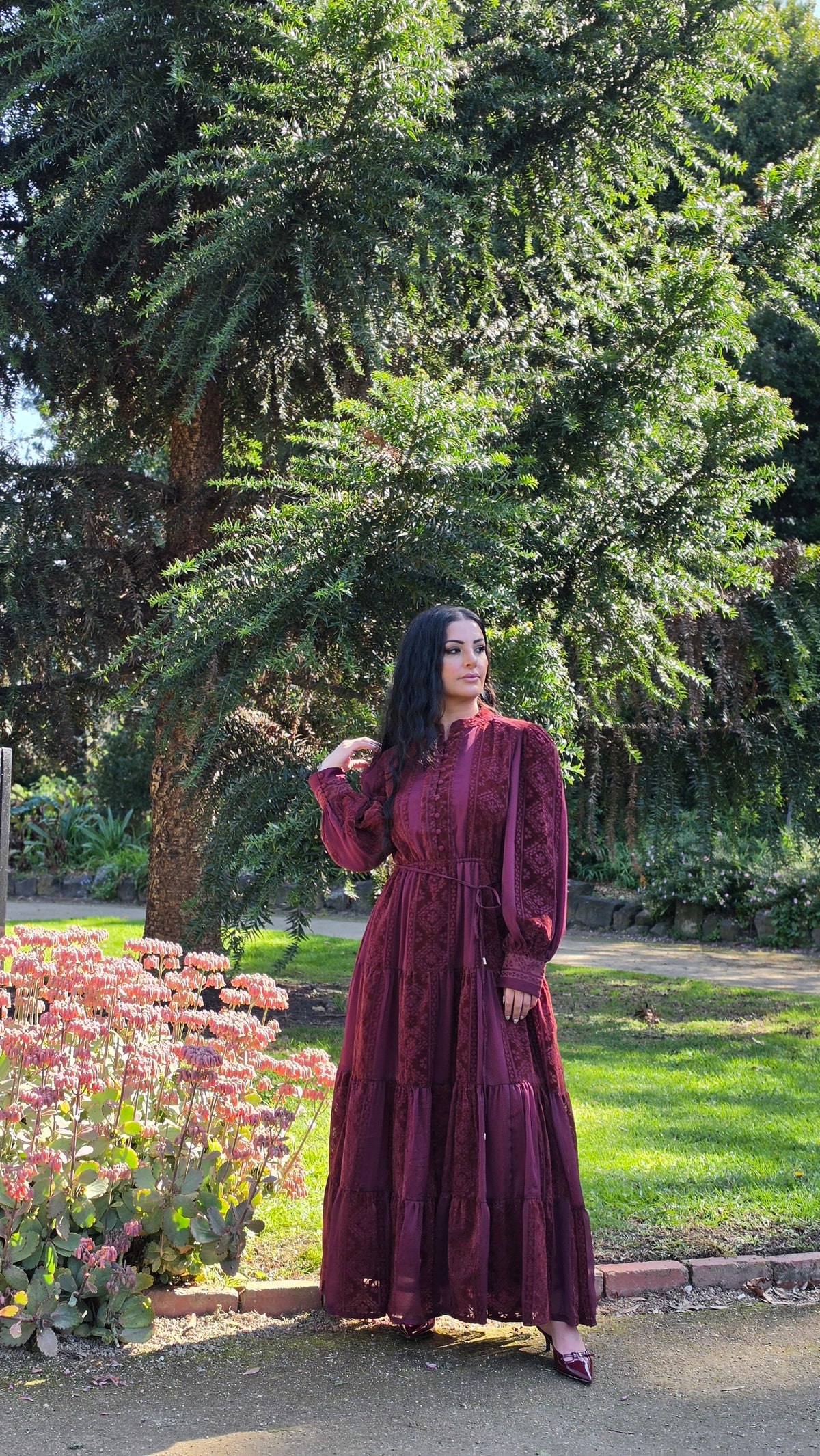 Crimson Frame Tiered Dress