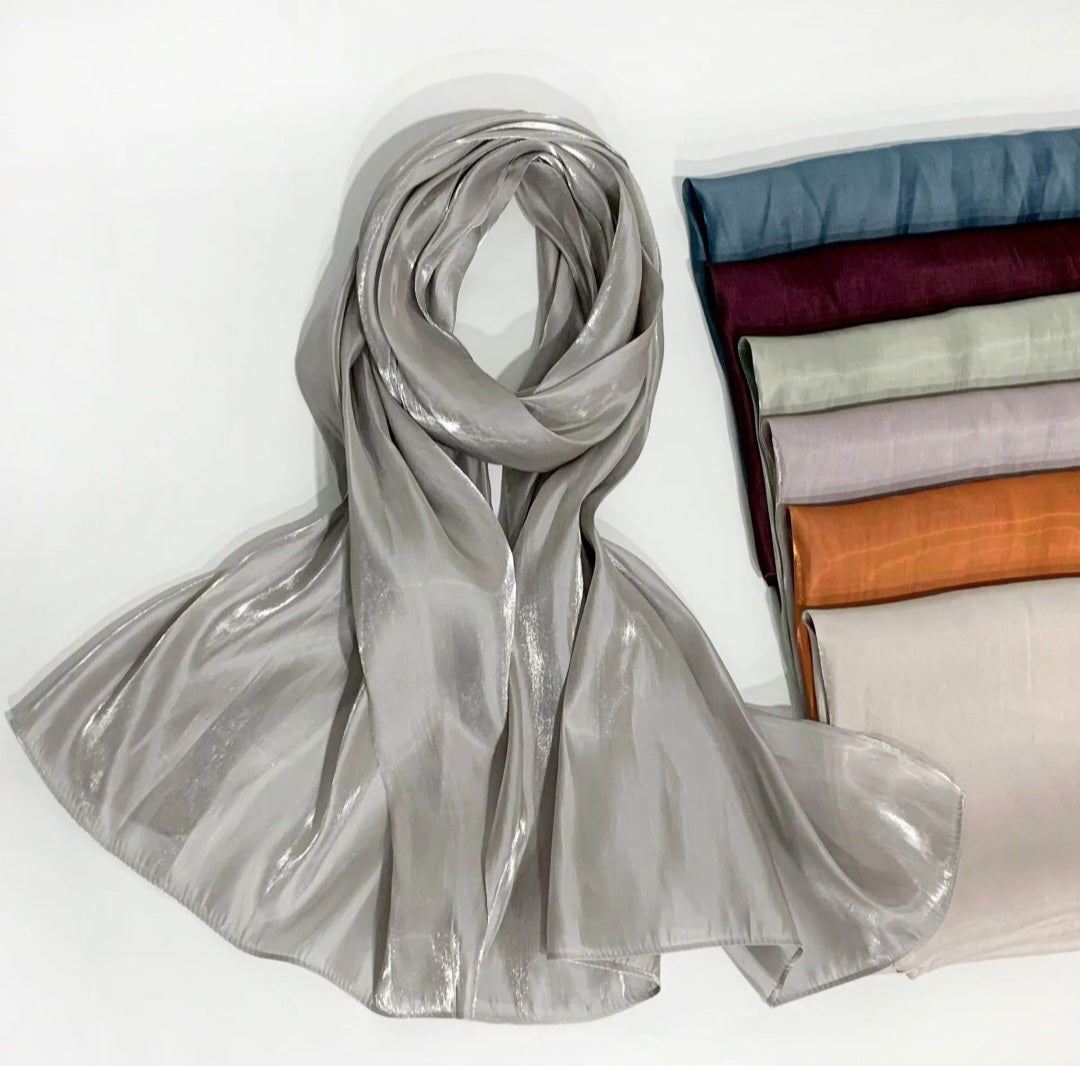 Silk Organza Hijab Silver