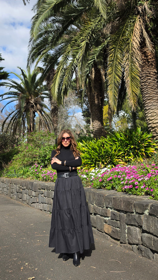 Black Tier Maxi Skirt