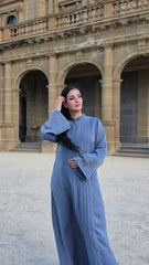 Bluish Grey Pleated Grace Abaya