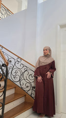 Chocolate Floral Lace Abaya Set
