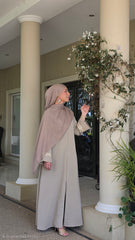 Stone Beige Lace Abaya
