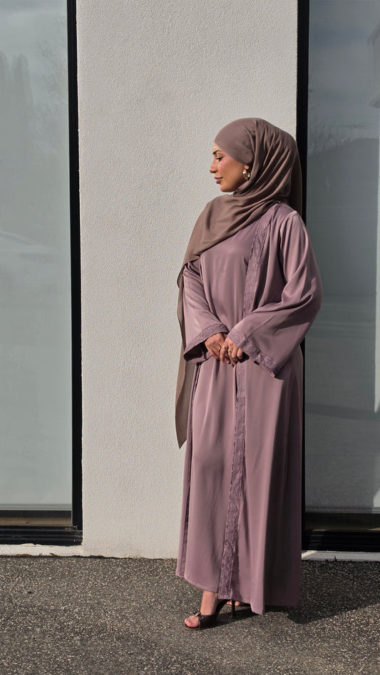 Blush Lace Abaya Set