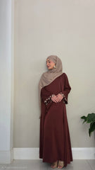 Chocolate Floral Lace Abaya Set