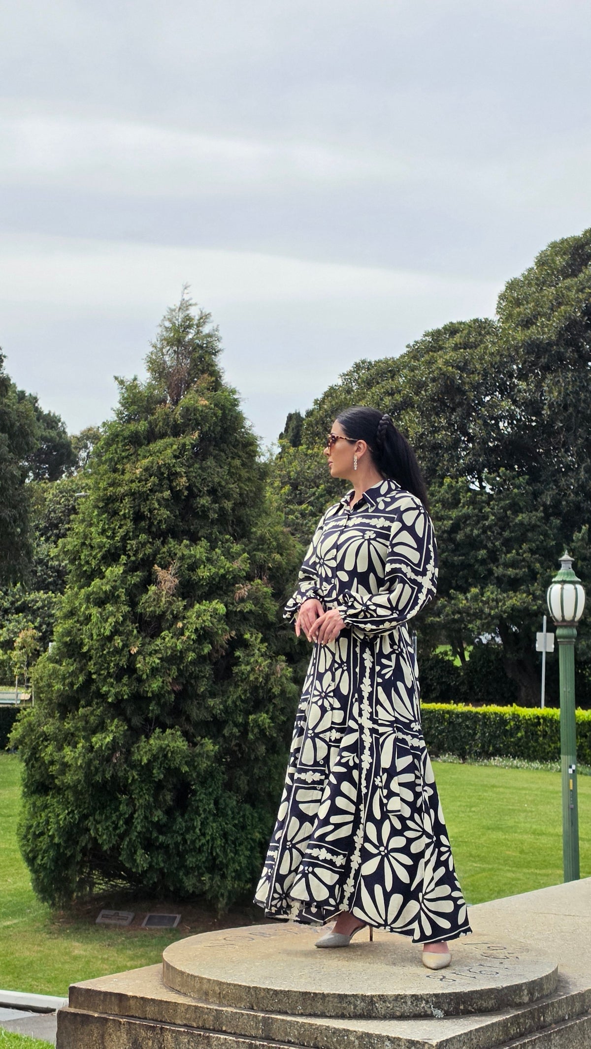 Navy Botanical Maxi Dress