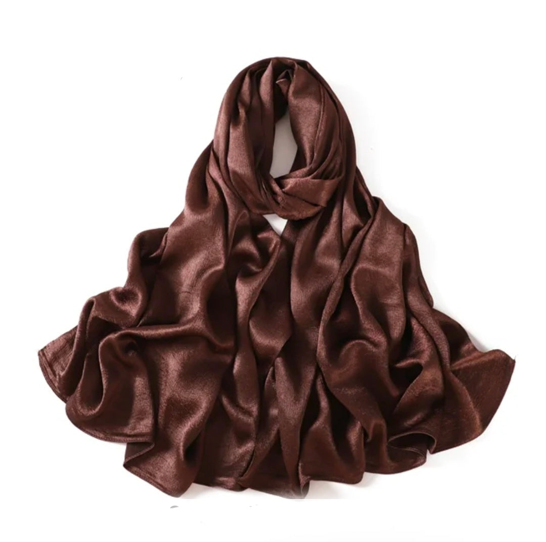 Truffle Brown Textured Satin Hijab