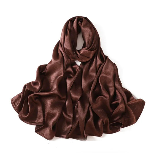 Truffle Brown Textured Satin Hijab