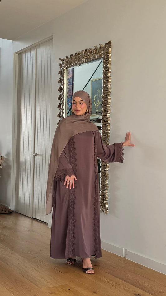 Cocoa Lace Abaya Set