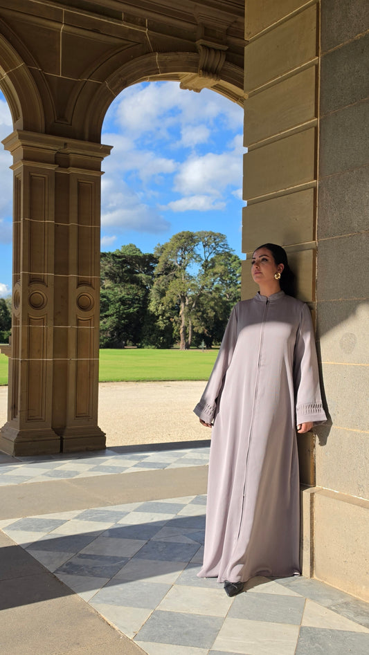 Dusty Grey Statement Sleeves Abaya
