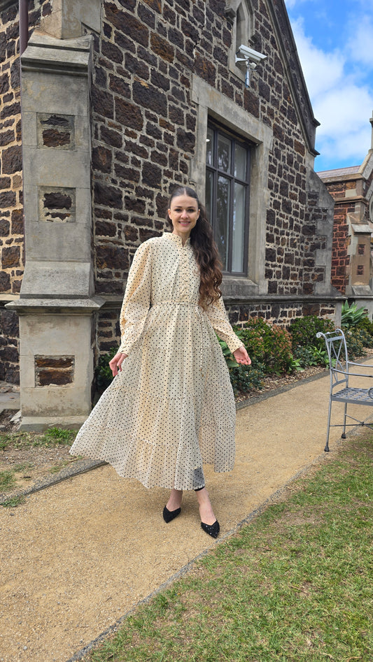Polka Charm Tiered Dress