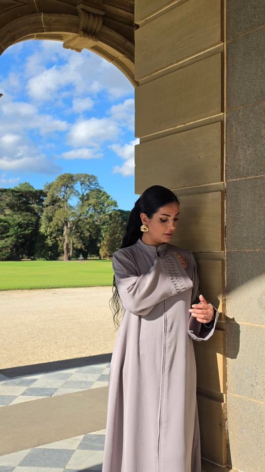 Dusty Grey Statement Sleeves Abaya