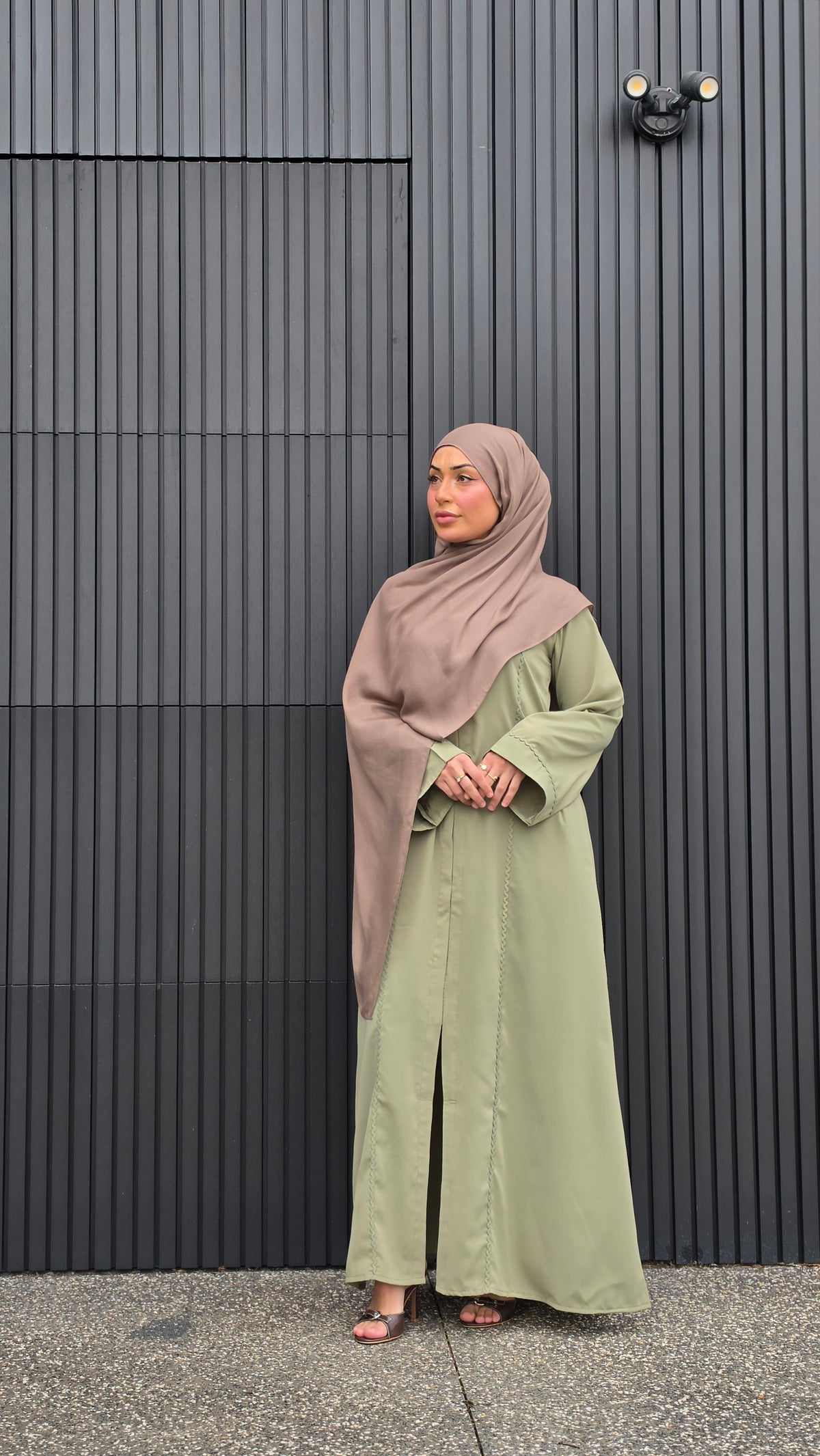 Dusty Pistachio Lace Abaya
