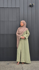 Dusty Pistachio Lace Abaya