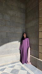 Deep Mauve Piped Closed Abaya