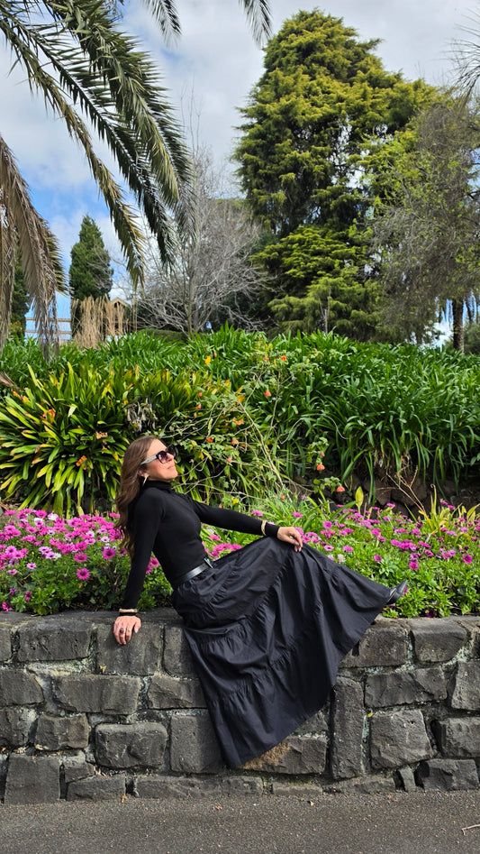 Black Tier Maxi Skirt