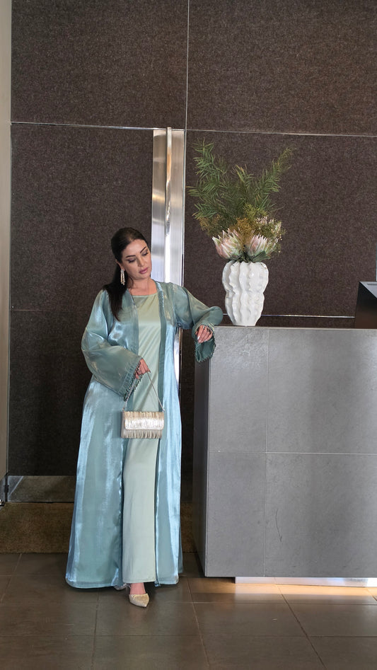 Frosted Blue Crystal Abaya Set