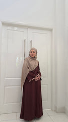 Chocolate Floral Lace Abaya Set