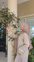 Stone Beige Lace Abaya