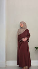 Chocolate Floral Lace Abaya Set