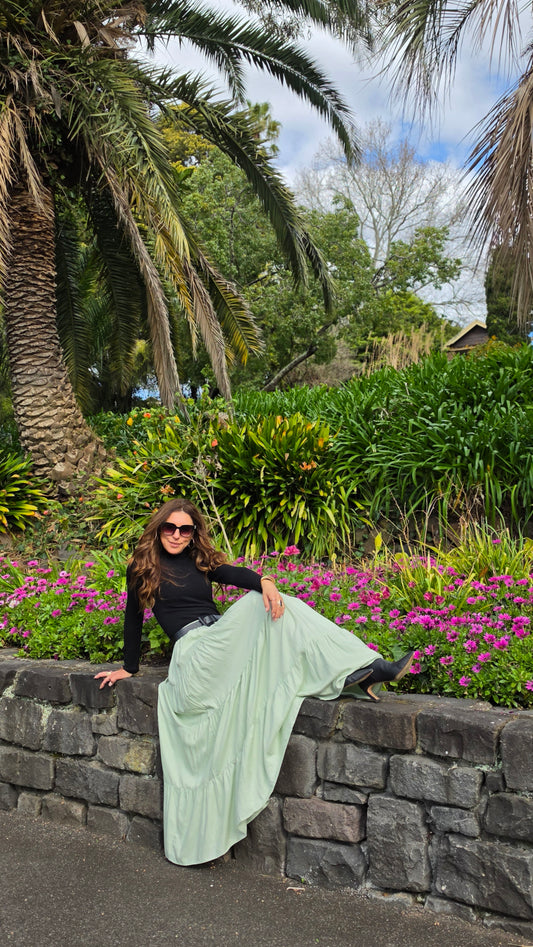 Mint Tier Maxi Skirt