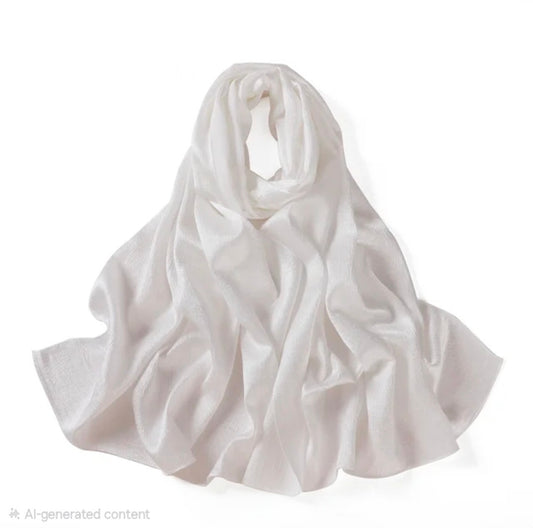 Ivory Textured Satin Hijab