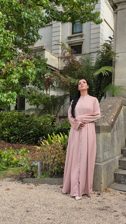 Blush Nude Gold Regal Fold Abaya