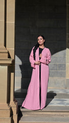 Rosewood Pink Open Linen Abaya