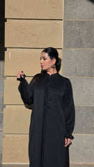 Classic Black Front Open Abaya