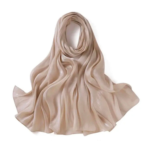 Muted Gold Shimmer Chiffon Silk Hijab