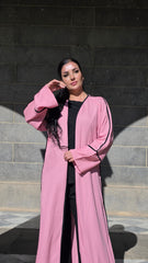 Rosewood Pink Open Linen Abaya