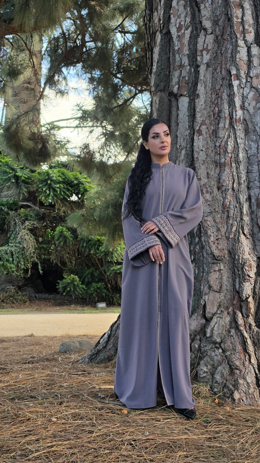 Serene Mauve Embroidered Abaya